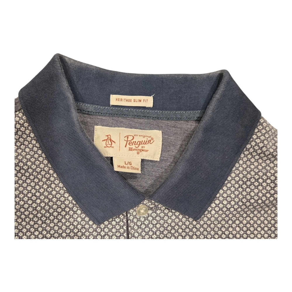 Penquin Blue Jaquard Polo Shirt Mens' Size Large - Picture 4 of 4